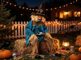 5.2FT Sitting Halloween Animatronic Scarecrow, Jump-Scare Moving Head with Creepy Sounds, Dual 79723593