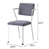 ZNTS Grey and White Open Back Upholstered Office Chair B062P182688