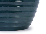 Handmade Deep Green Ceramic Planter, 17 Inch Diameter, 1 Piece, Horizontal Ripples Pattern, for W3273P326363