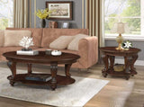 42'' oval wood coffee table for Living Room, 2-Tier Solid Wood Cocktail Table with Open Storage W1202P164013