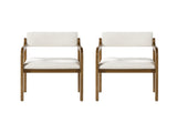 Modern Rubber Wood Dining Chairs, Upholstered Fabric Armchairs,Walnut wood Beige fabric N768P489276W