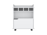 Phoenix Bar Cart with 2 Open Shelves 4 Cubbies and Cabinet B070P173179
