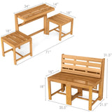 3-in-1 Convertible Outdoor Acacia Wood Furniture - Loveseat Table & Chairs Set Plant 85584061