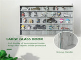 Gray 5-Tier Wall Display Case 2 Glass Doors, Adjustable Shelves for Small Spaces 97441624