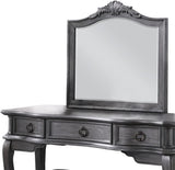 Contemporary Grey Finish Vanity Set w Stool Retro Style Drawers cabriole-tapered legs Mirror w B011113310