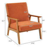 Solid Wood Armrest Teddy Velvet Simple Single Indoor Lounge Chair Backrest Burnt Orange 87153687