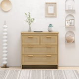 4 Drawers Rattan Cabinet,for Bedroom,Living Room,Dining Room,Hallways,Easy Assembly 57843203