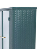 Army Green Wall-Mounted Bathroom Cabinet with Mirror, 2 Mirrored Doors & Open Shelf, Farmhouse Metal W3122P272875