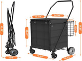 Shopping Cart Grocery Cart on Wheels - Waterproof Bag Included, 10-min Assembly Utility Wagon, 34343734