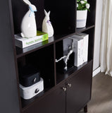 67" Bookcase with Doors, 3-tier Bookshelf, Coffee W96539590
