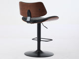 Walnut Bentwood Bar Stools Mid Century Modern Adjustable Counter Height Black Leather Upholstered W1143P278537
