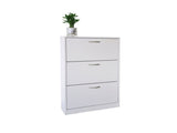 Shoe Cabinet for Entryway, White Narrow Shoe Storage Cabinet Flip Down Shoe Rack Wood 3 Tier Shoe 28686359