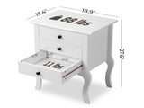 3-Drawer European-Style Nightstand with Curved Legs Painted MDF Storage Cabinet 18.9*13.4*27.6in 63294959