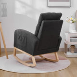 Modern Accent Rocking Chair Rocking Chair with Solid Wood Legs, Upholstered Nursery Glider Rocker, 20563339