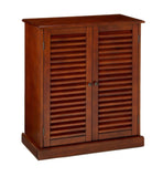 Modern Transitional Design 1pc Shoe Cabinet Oak Finish Adjustable Shelves Louver Design Doors Home B011P191540
