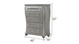 ZNTS Destiny Traditional Style 5-Drawer Chest With metal drawer pulls Made with Wood in Silver B009P234702