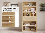 3-layer 1-drawer with double doors Triamcinol board rattan surface 60*23.5*180cm display cabinet 52877457
