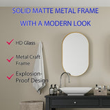 20x34 Inch Oval Recessed Medicine Cabinet, Metal Framed Bathroom Wall Cabinet with Mirror and W1435P210490