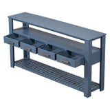 U_STYLE Modern Console Table Sofa Table for Living Room with 4 Drawers and 2 Shelves GL-N711P234484V