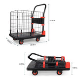 ZNTS Foldable Platform Push Hand Truck Cart, Basket Cage Cart, 330 lbs. Weight Capacity W162677010