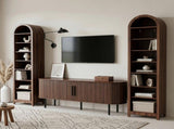 8-Tier Arched Dome Display Rack Particleboard Melamine-Faced Bookshelf 15.75*11.81*70in Walnut 72184045