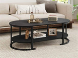 2-Tier Coffee Table with Metal Frame, 1005045 cm Robot Vacuum Friendly Accent Table, 88 lbs 39025537