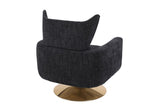Classic Mid-Century 360-degree Swivel Accent Chair, Black Linen W1361104584