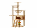 59" Modern Cat Tower, Wood Cat Tree Tower for Indoor Cats, Cat Treewith Sisal-Covered Scratching W3101P383595