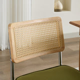 Mid Century Modern Dining Chairs Set of 2, Velvet Accent Chairs with Natural Cane Back & Stainless W1143P168320