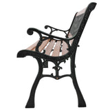 ZNTS 49" Garden Bench Patio Porch Chair Deck Hardwood Cast Iron Love Seat Weave Style Back 41635196