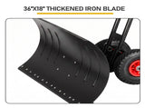 36" x 18" H-Shaped Handle Manual Snow Pusher Black Snow Blade, Black Shaft, Red Wheel Hubs, Iron 20601312