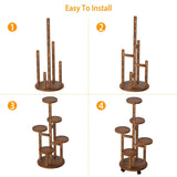 ZNTS 5 Tier Plant Stand with 4 Detachable Wheels Wooden Plant Pot Rolling Shelf Plant Display Rack for 84603428