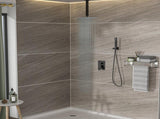 Dual Shower Head - 16 Inch Ceiling Mount Square Shower System with Rough-in Valve, Oil Rubber Bronze W124357674