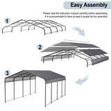 ZNTS Metal Carport 12 ×20 FT Heavy Duty with Galvanized Roof, Metal Garage Canopy with Galvanized 19656739