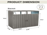 Garbage Bin Shed Stores 2 Trash Cans Metal Outdoor Bin Shed for Garbage Storage,Stainless Galvanized 36500696
