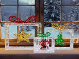 Set of 3 Lighted Iridescent Cut-out Gift Box Christmas Decorations, Pre-lit Holiday Decor with 357 77157291