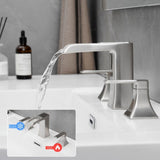 Bathroom Faucets for Sink 3 Hole Brushed Nickel 8 inch Widespread Bathroom Sink Faucet with Pop Up W1932P182001