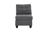 Living Room Furniture Tufted Armless Chair Grey Linen Like Fabric 1pc Armless Chair Cushion Nail B011119655