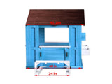 Outdoor Playhouse, Wooden Kids Play House w/Picnic Bench, Half Door, Windows, Mailbox, Fence, W2644P368997