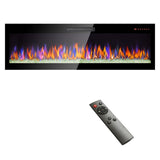 60 inch recessed ultra thin tempered glass front wall mounted electric fireplace with remote and W1769103306