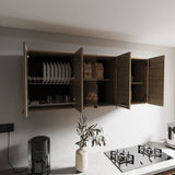 Superior 150 Wall Cabinet With Glass, Four Interior Shelves, Two Double Door Natural Oak B200P286978