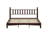 Queen Size Wood Platform Bed with Gourd Shaped Headboard,Retro Style Platform Bed with Wooden Slat 02255081