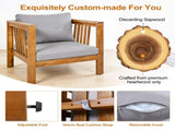 Outdoor Acacia Wood Club Chair with Modern Square Arms, Patio Chair with Thick Cushion, Adjustable N704P448452E
