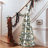 Artificial 6ft Flock Pop Up Christmas Tree with 150 lights,36 balls,6 ribbon, 1 large bow,18 05545034