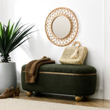 Storage Ottoman Bench, Upholstered End of Bed Ottoman Bench with and Seating, Large Blanket W487P179605