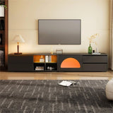 ON-TREND Modern TV Stand with Fluted Glass Door for TVs Up to 100", Media Console with Sliding Door N721P198932B