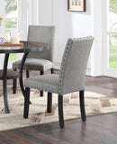 Grey Fabric Modern Set of 2 Dining Chairs Plush Cushion Side Chairs Nailheads Trim Wooden Chair B011119660