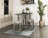 Light Gray Finish Counter Height Stools Set of 2, Foam Cushioned Seat Industrial Design Kitchen B011P238921