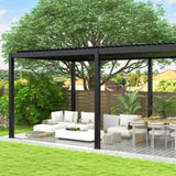 ZNTS 8640E Louver Pergola 10x19FT Aluminum Frame & Steel Louvers W2089P187625