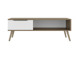 Basset Coffee Table, 1 Drawer, 1 Shelf, 4 Legs, Natural Oak / White B097P474258